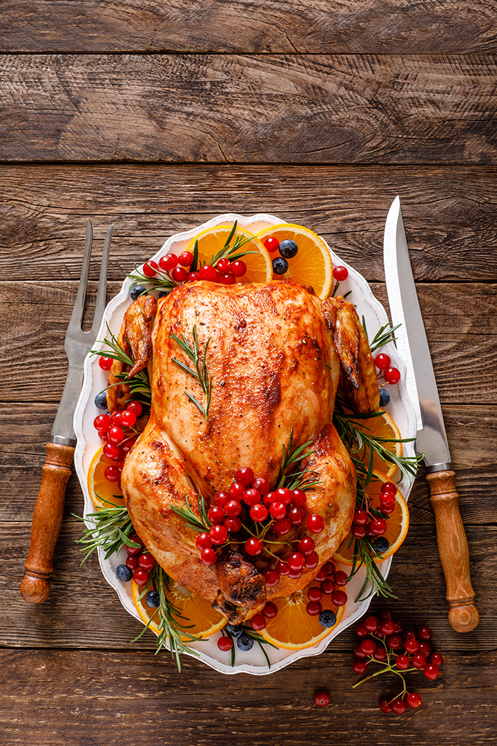 Christmas turkey. Traditional festive food for Christmas or Thanksgiving