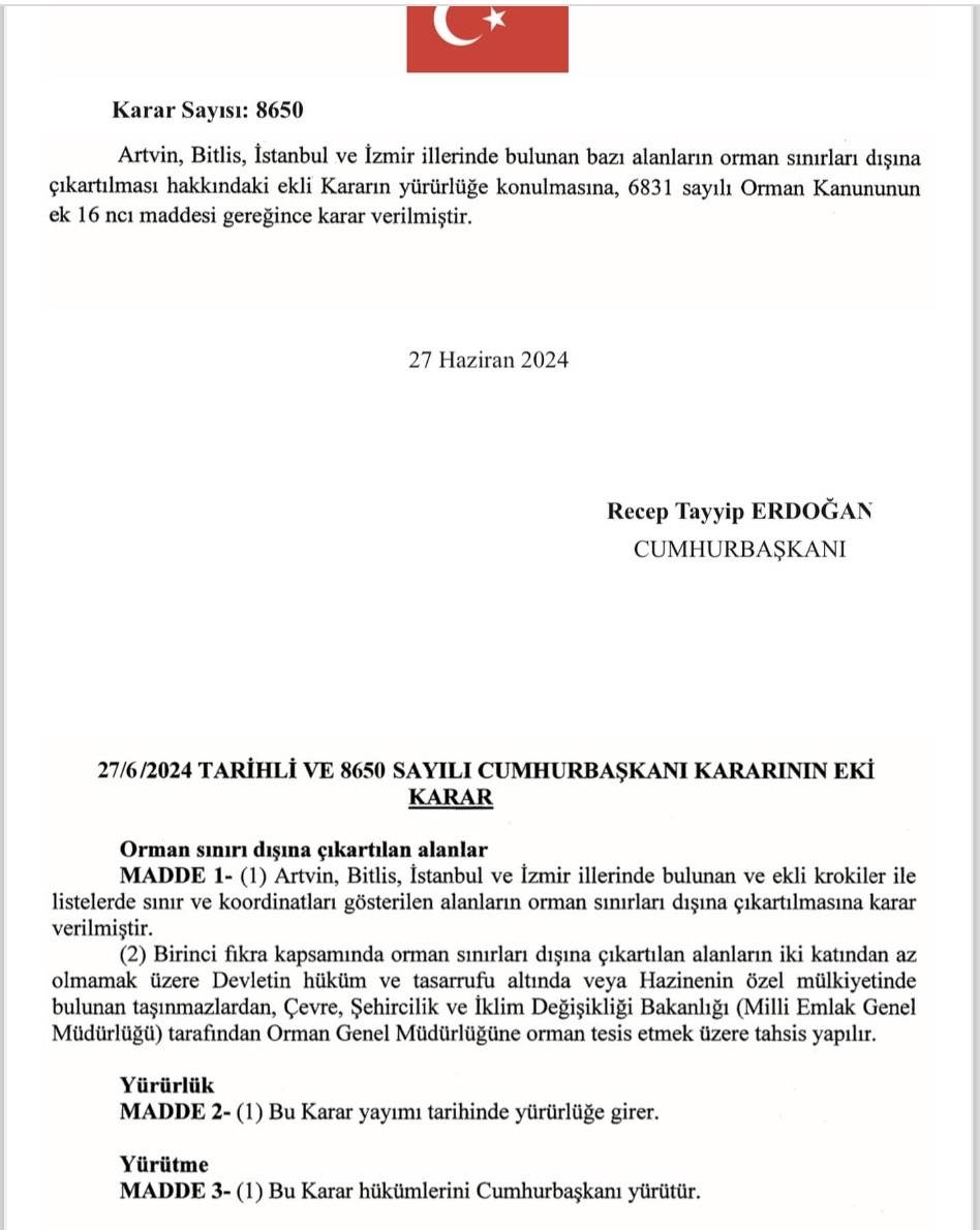 4 İldeki Alanlar Orman Sınırı Dışına Çıkarıldı 
