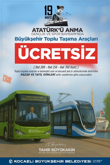19 Mayıs'ta Kocaeli'nde ulaşım ücretsiz