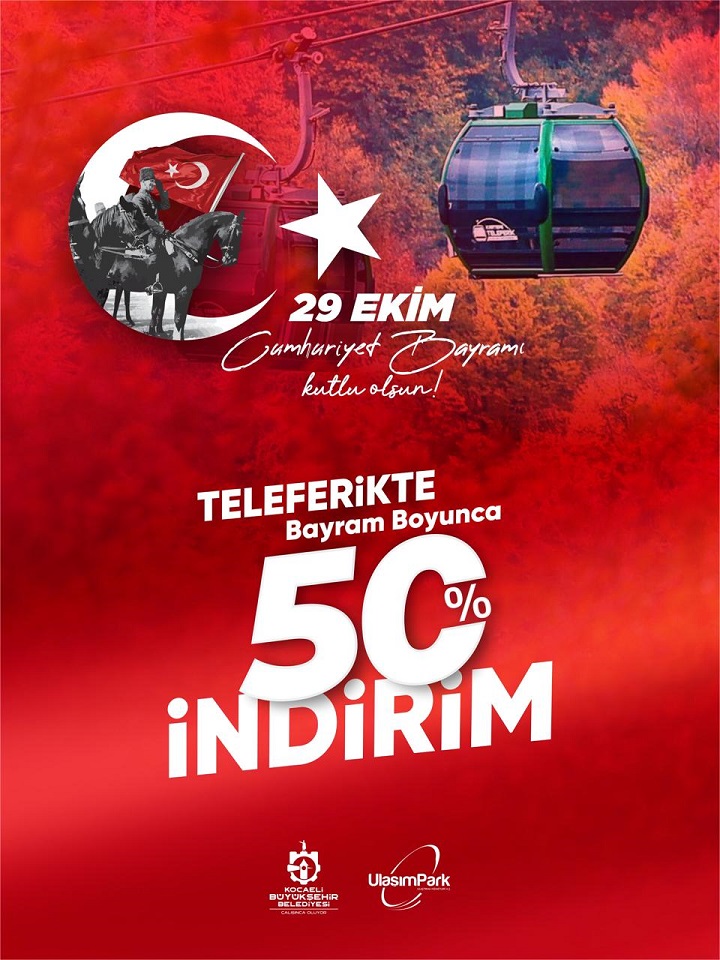 Kartepe Teleferik, 29 Ekim'de yüzde 50 indirimli