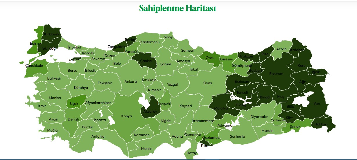 Fidan Sahiplenme haritası