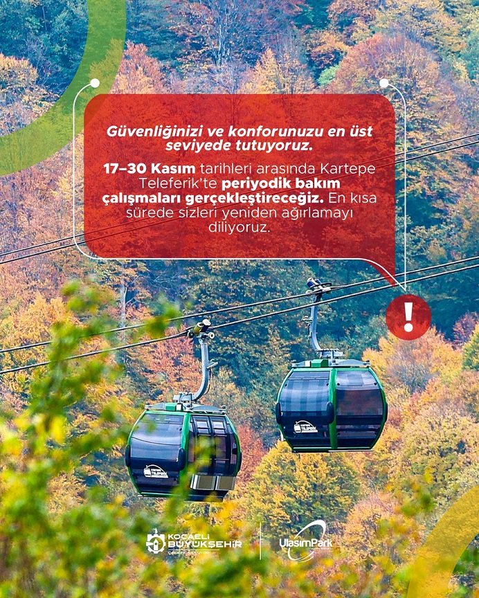 Kartepe Teleferik, 13 günlük bakıma giriyor