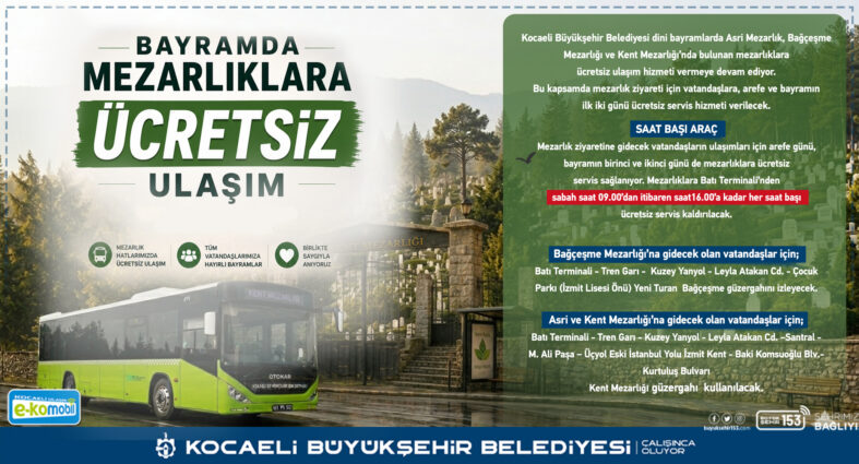 Kocaeli'de mezarlıklara ulaşım ücretsiz