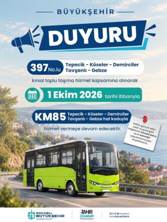 397 No’lu hat KM85 olarak sefer yapacak